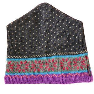 GH Bass knit ski hat black purple wool
